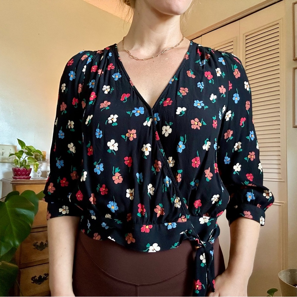 🌸Madewell Floral Wrap Blouse